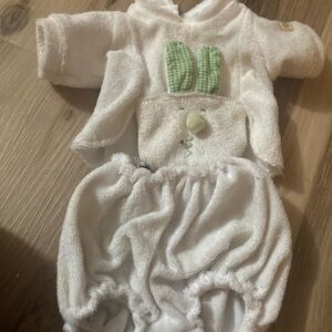 Cabbage Patch Kids Doll Preemie White Green Bunny Outfit Terry Cloth